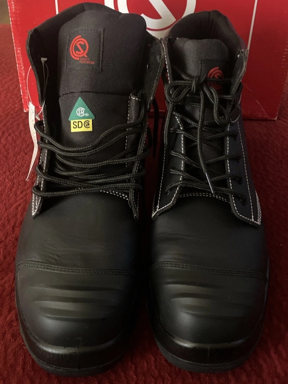 Safety Footwear Brand Black Men's Safety Work Boots Sz 14 Black